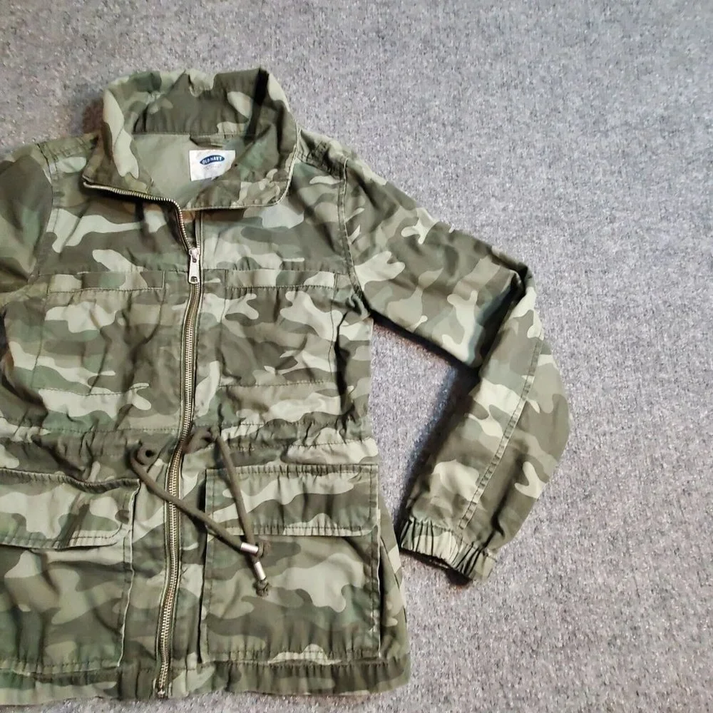OLD NAVY Women’s Army Camo Flag Utility Full Zip Jacket Flap pockets Sz XS Small - Picture 4 of 13